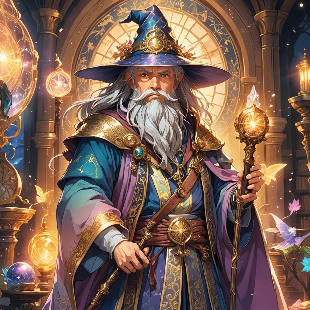 Anime-Style Fairy Tale Wizard Portrait