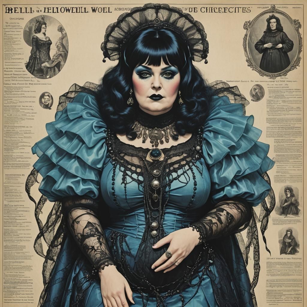 Morbid Gothic Enchantress in Literary Laundry Room