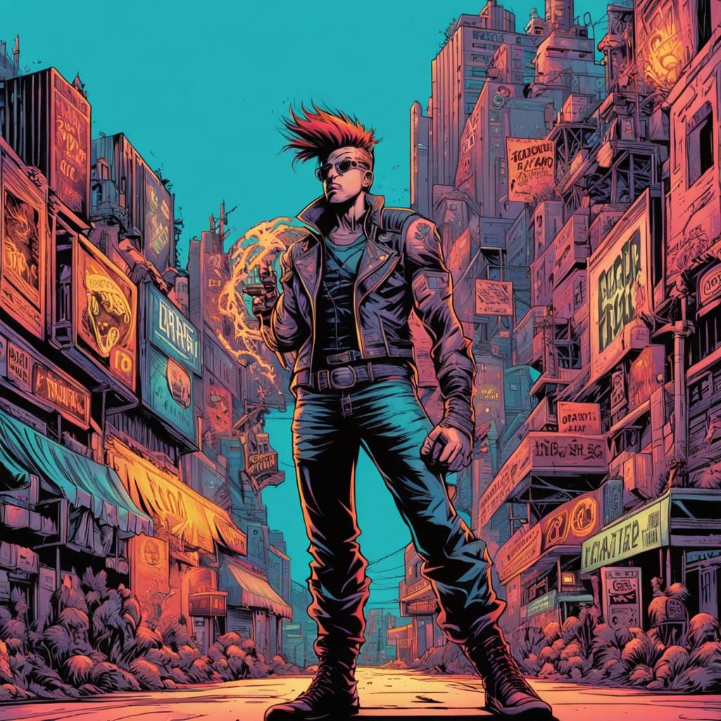 Angular Punk Heroes Clash in a Riotous Comic Book Art Style