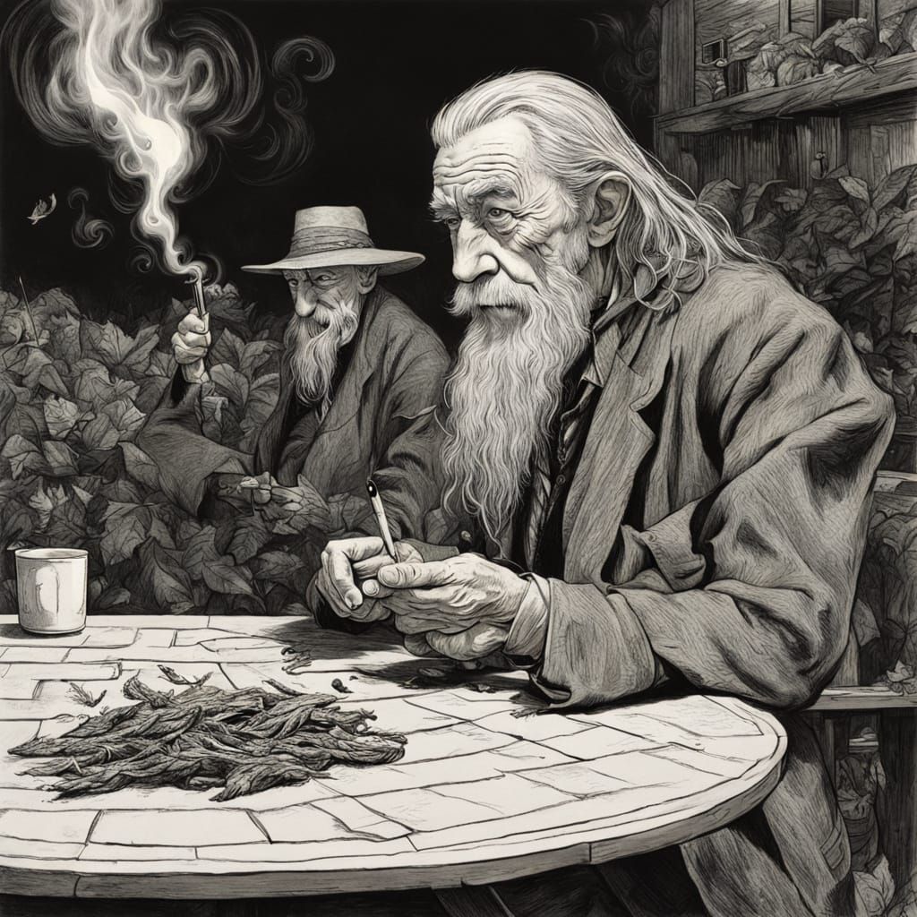 Gandalf in a Whimsical Landscape