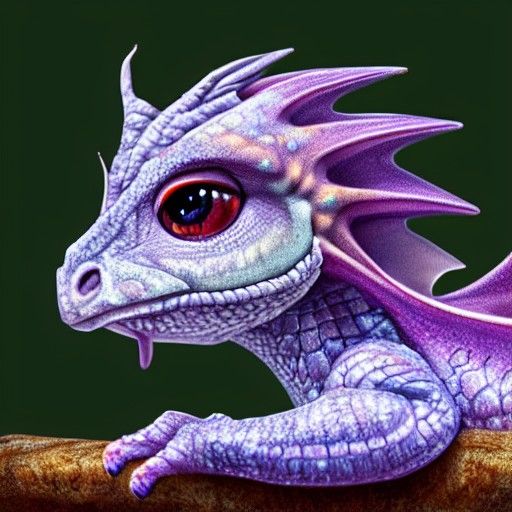 Cute Baby Dragon in Painterly Style, 8K