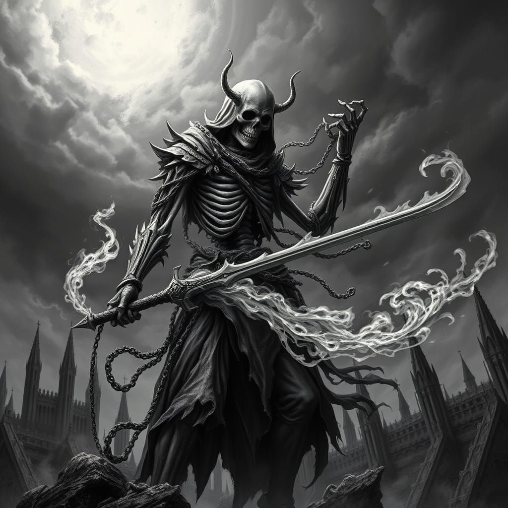 Ethereal Warrior in Dark, Gothic Armor