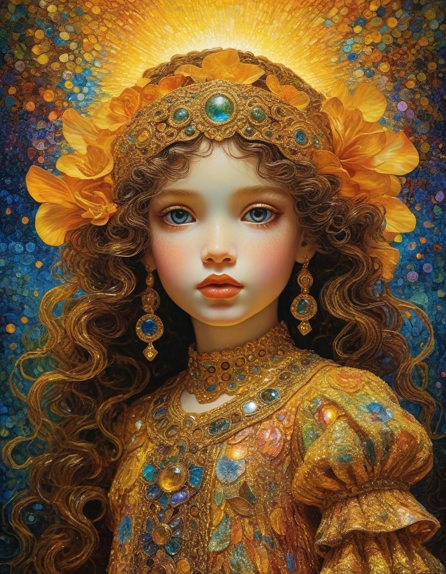 Beautiful Girl Doll in Fauvist Storybook Style