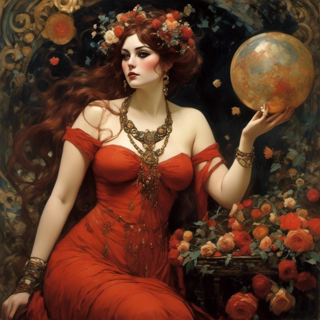 Taurus Goddess in Psychedelic Bohemian Style