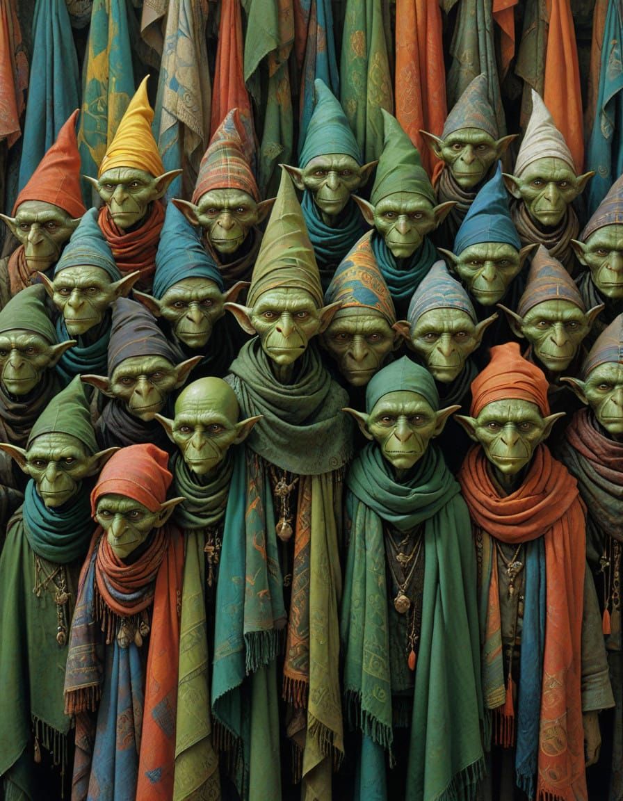 Vibrant Goblin Market Scene in Whimsical Fantasy Style