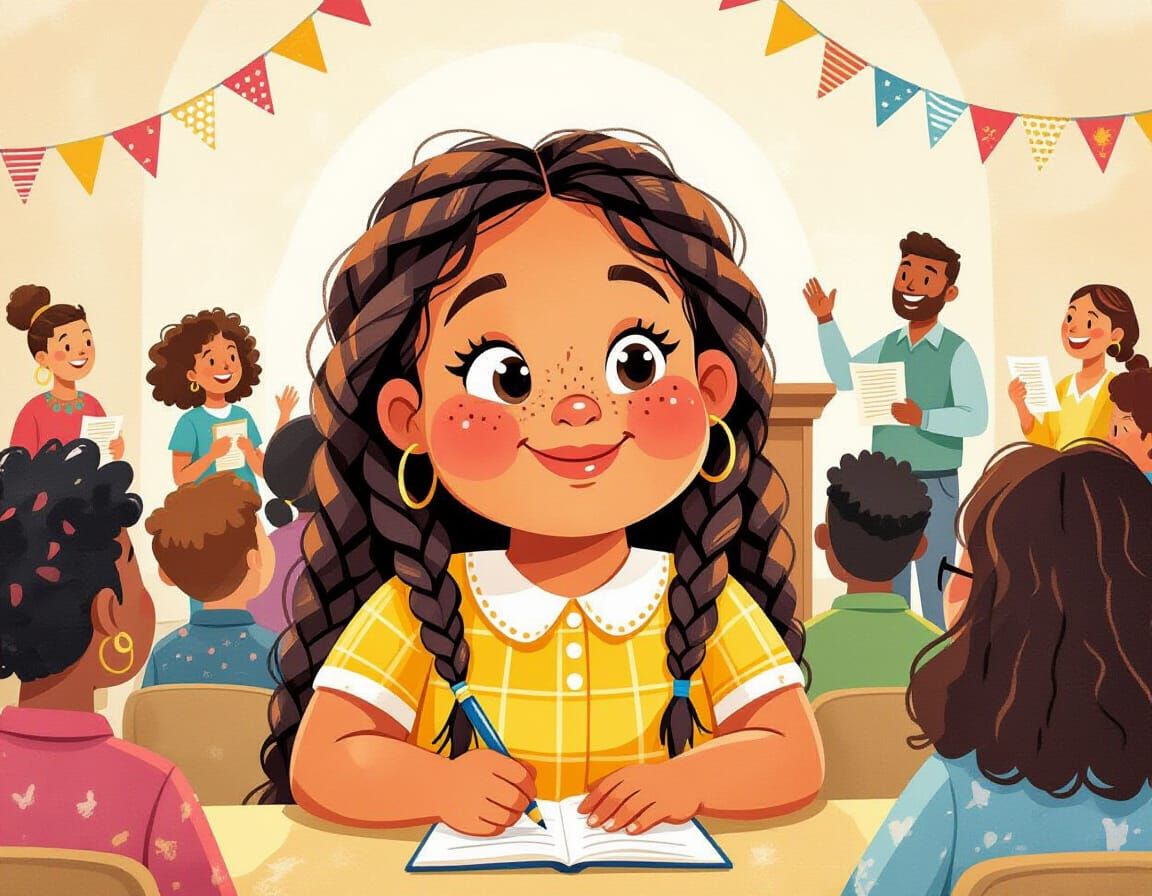 Joyful Girl Celebrates Indigenous Peoples' Day in Watercolor...