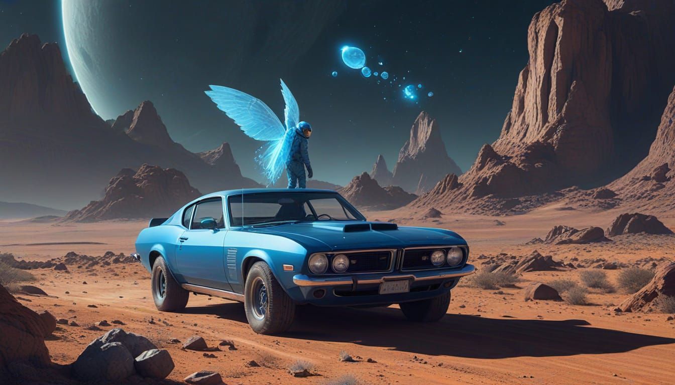 Astronaut Finds Ethereal Wings on Alien Planet