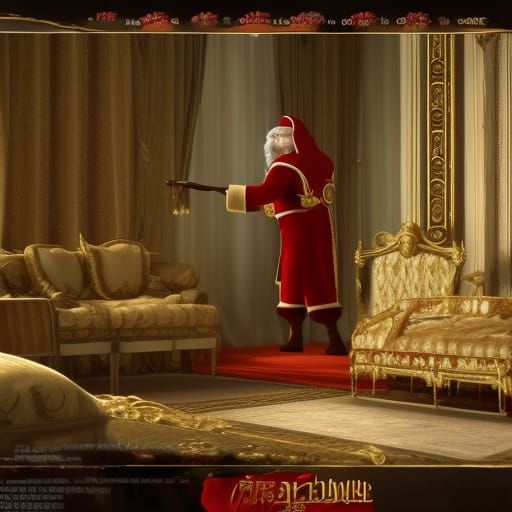 Santa Claus with Trident in Winter Palace