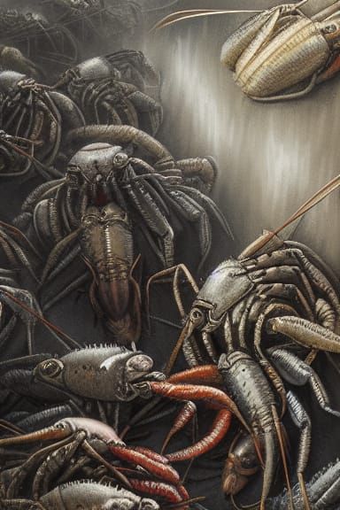 Crawfish Whistling on Mountain in Social Realism Style