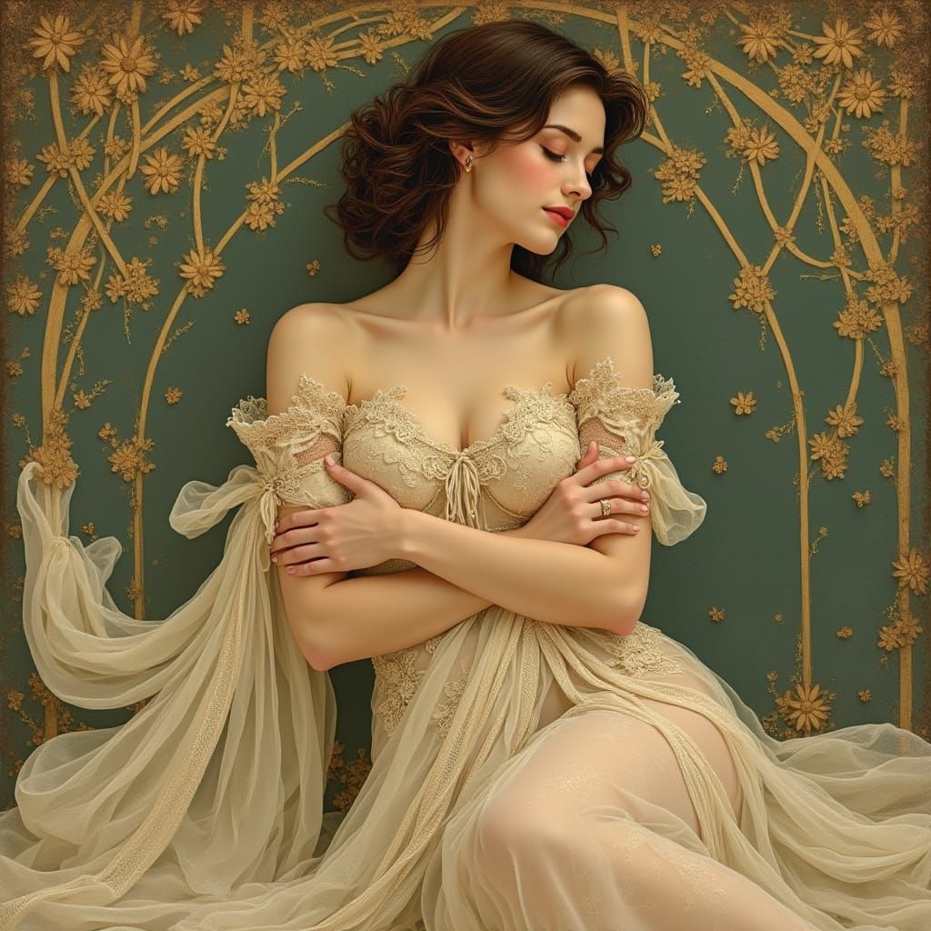 Woman in Elegant Art Nouveau Pose