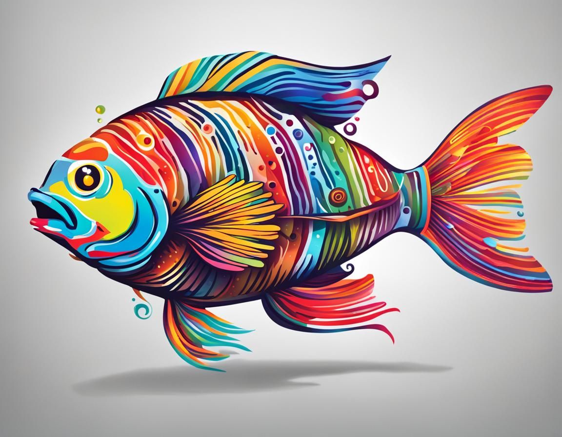 Abstract Fish Made of Calligraphy