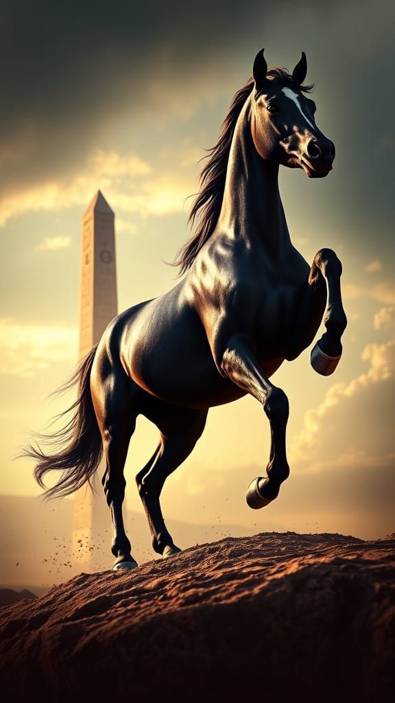 Dramatic Arabian Horse in Egyptian Art Style