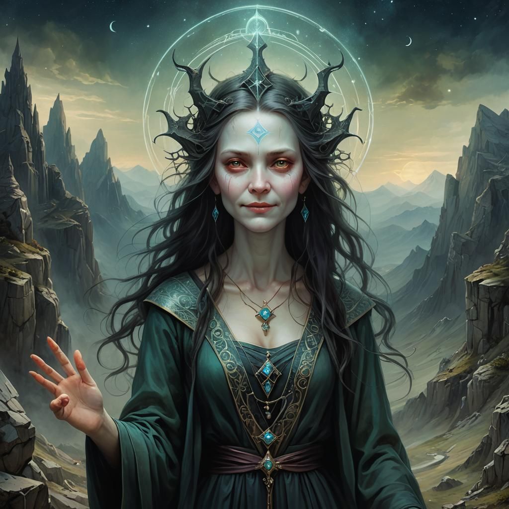 Ethereal Dark Sorceress Spellcasting: An Occult Masterpiece