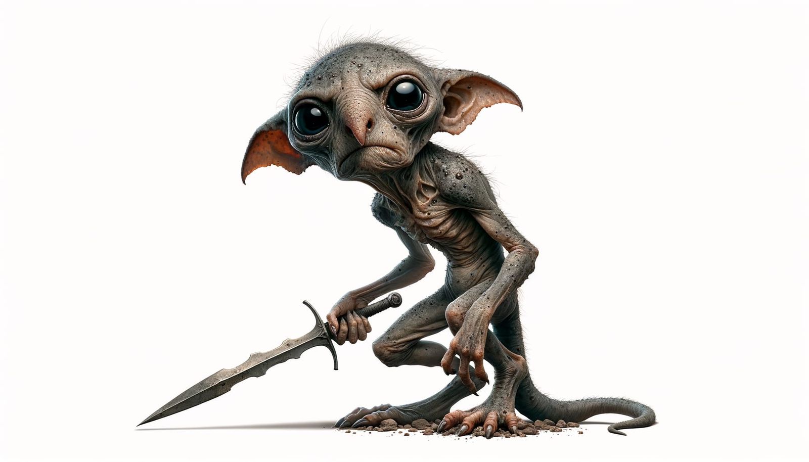 Realistic Goblin Creature Holding a Scimitar
