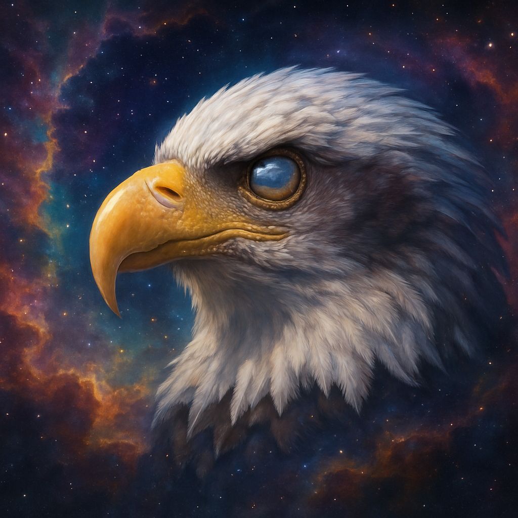Giant Eagle Head from Nebula Reflects River Valley