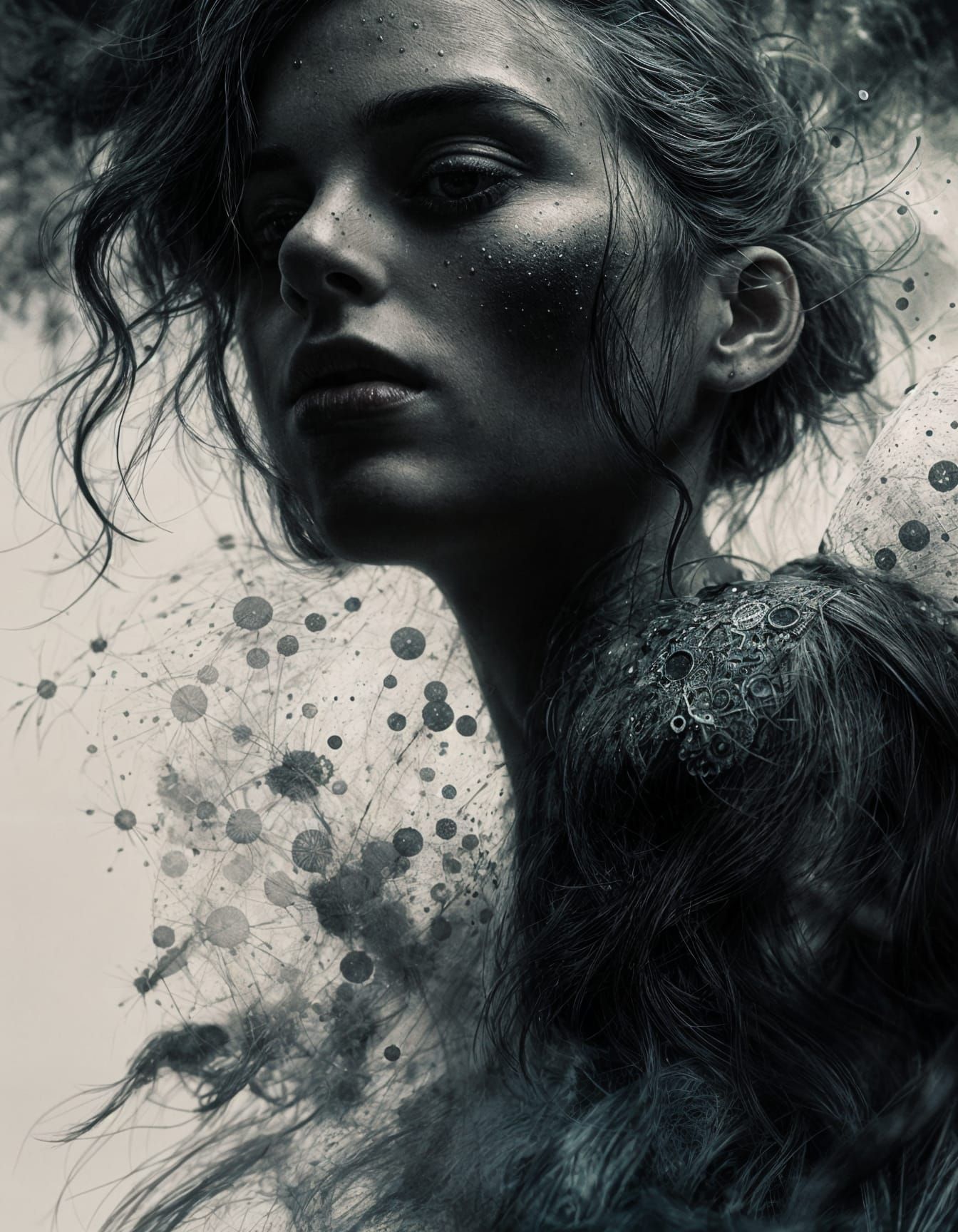 Epic Sfumato Portrait in Dark, Textured Grunge Style