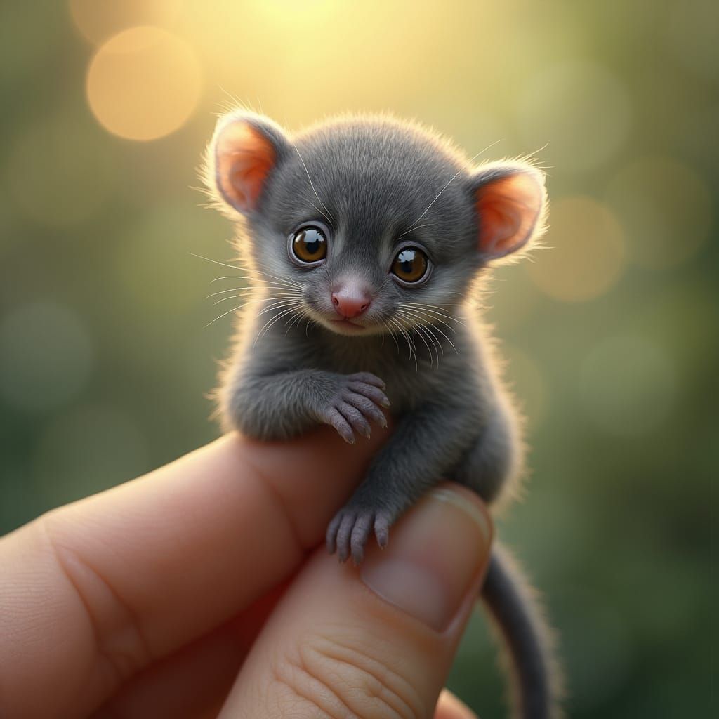 Cute Binturong Baby Cradled by a Fairy