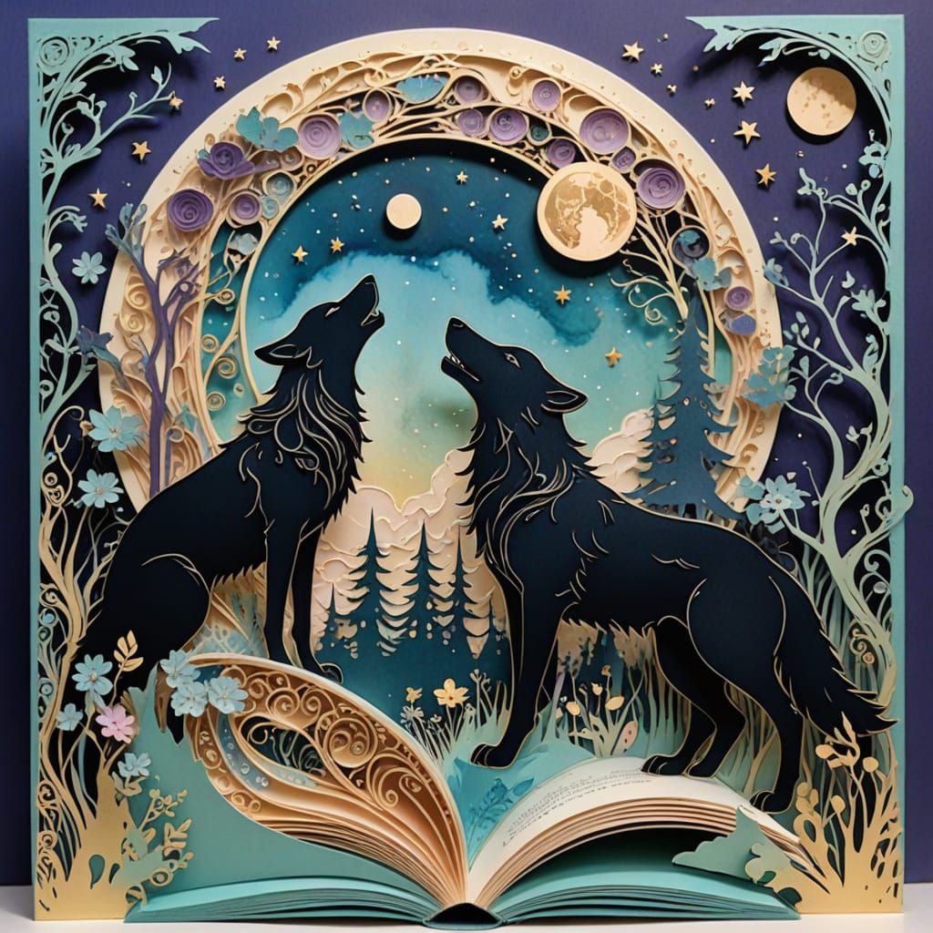 Whimsical Silhouettes Rise from Enchanted Book in Dreamy Pop...