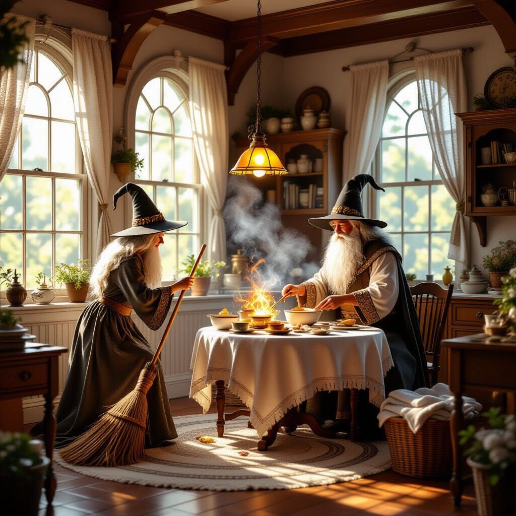 Magical Chores: Enchanted Brooms and Wizardly Cooking