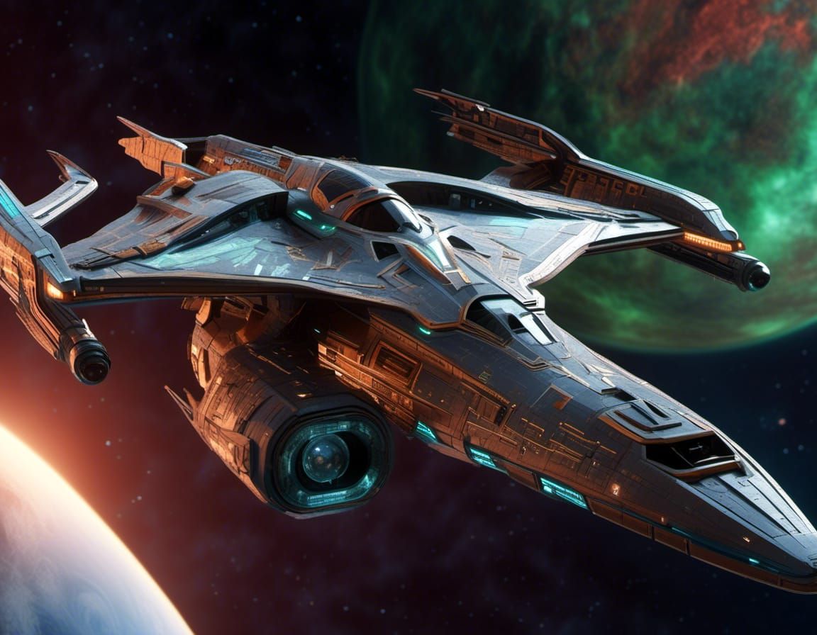 Detailed Klingon Bird of Prey in Space