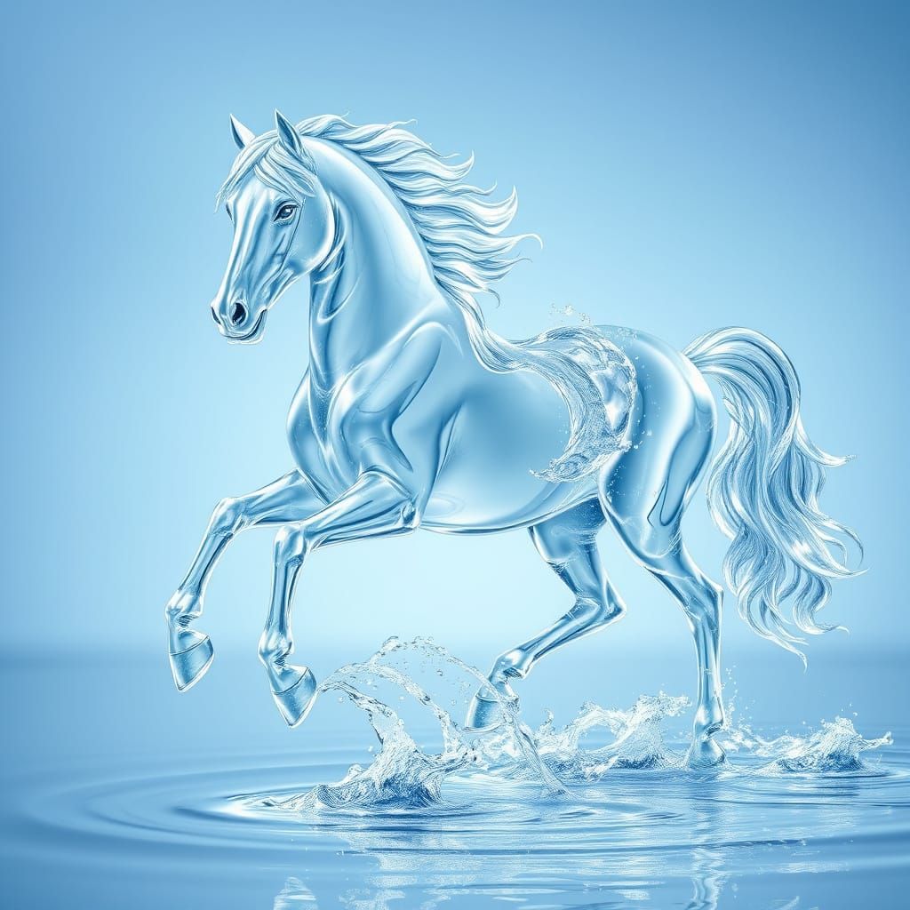 Water Horse: An Arabian Steed Formed of Flowing Waves