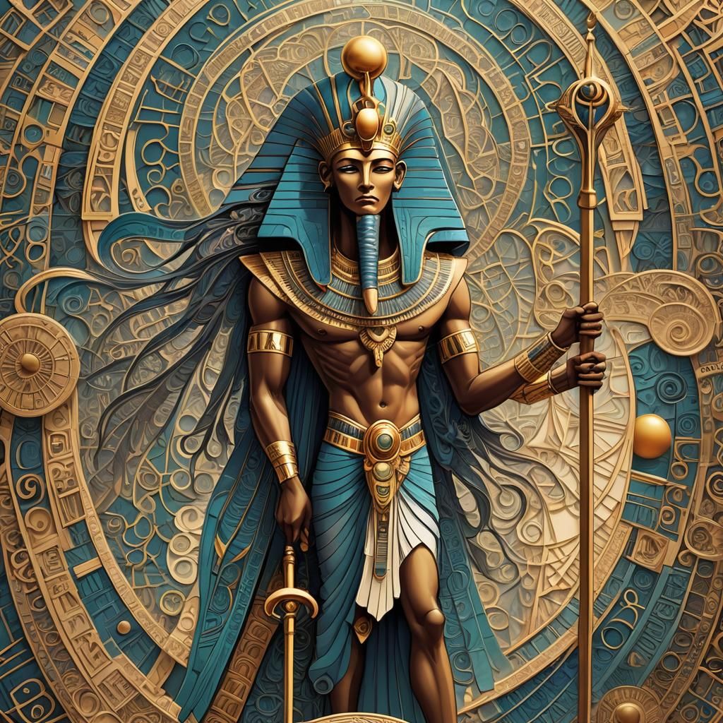 Thoth Balances Power in Egyptian Geometric Fractal