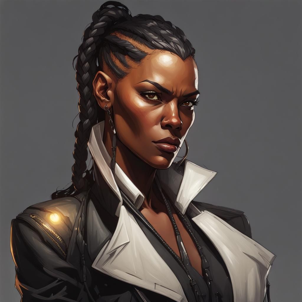 Powerful Woman Portrait in Hyperdetailed Digital Art