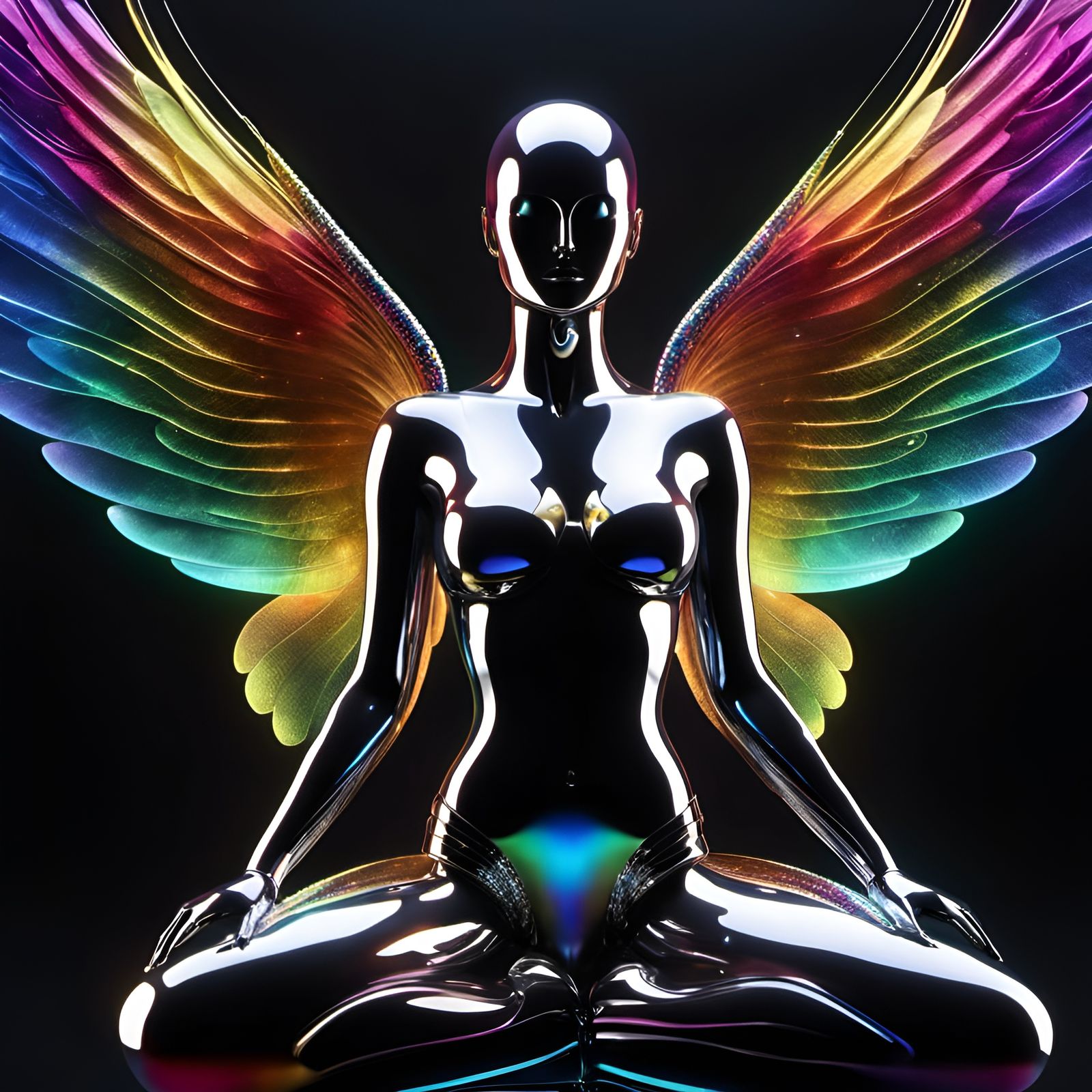 Bra Bodysuit hologram glowing  Wings invisible Mind reading Brain Signals Mind reading  Mind   woman Glowing Glossy clea...