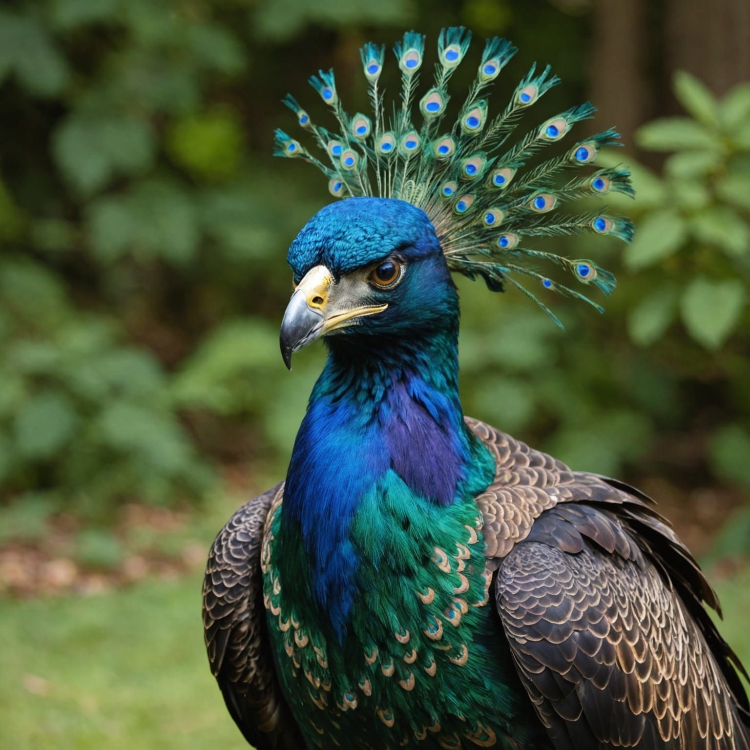 Eagle and Peacock Hybrid in Vibrant Colors