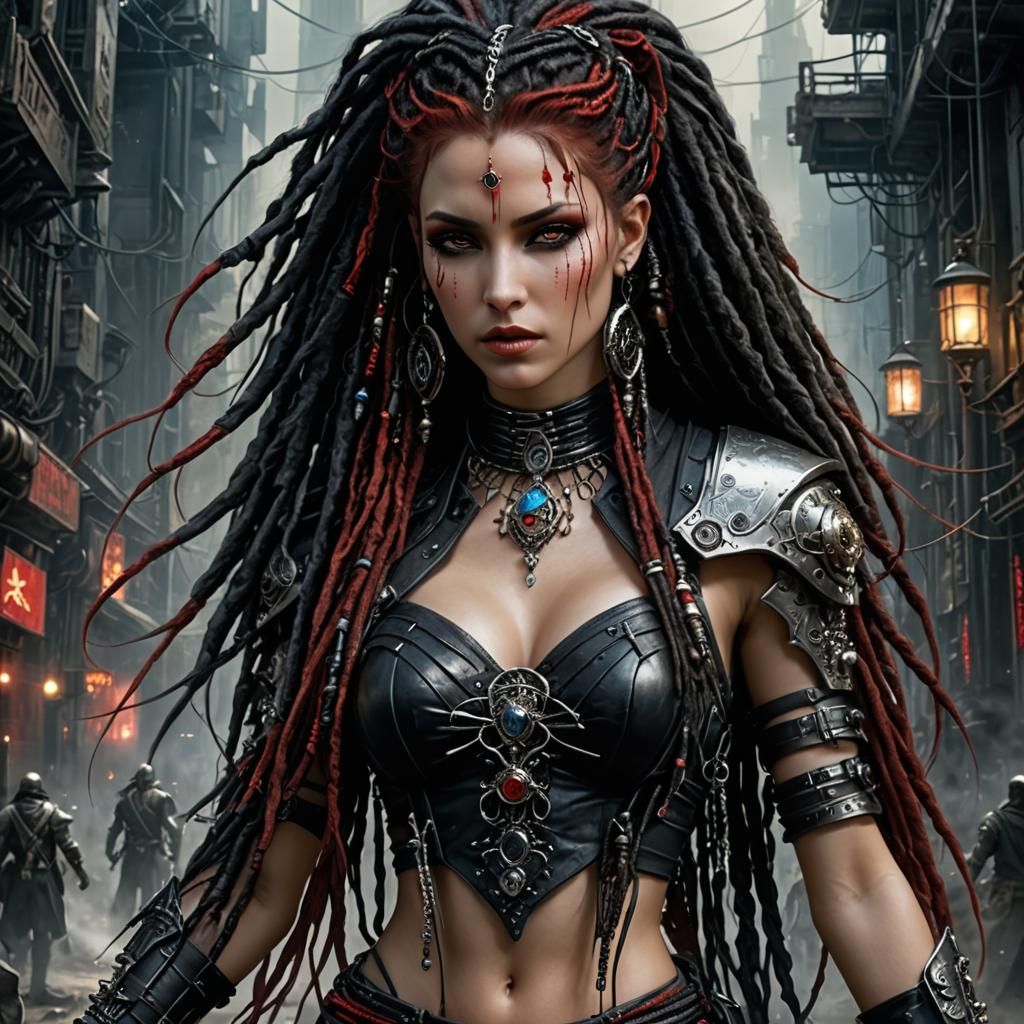 Cyberpunk Fantasy Woman in Ethereal Biopunk Style