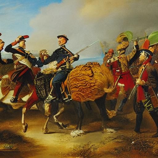 Victorious Turkey Bank Robber in Mixed Art Styles