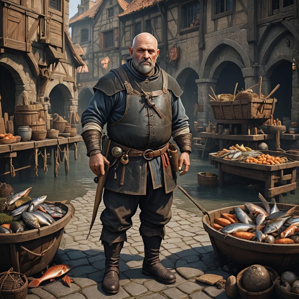 Medieval Fish Cutter: Detailed Matte Painting
