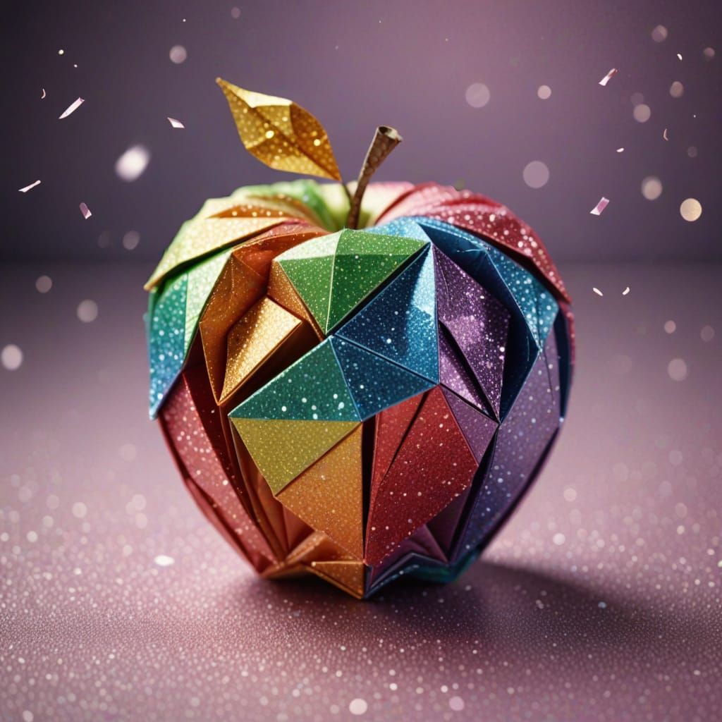 Celestial Fairy Dust Apple in Origami Style