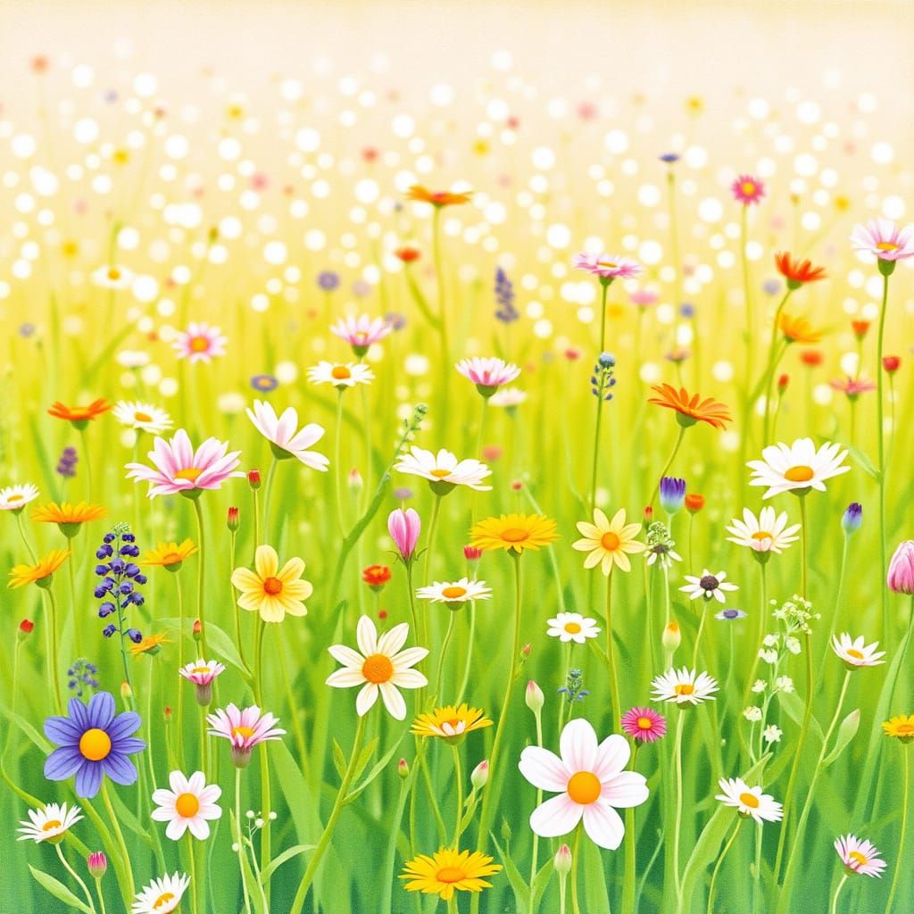 Vibrant Spring Blooms in Watercolor