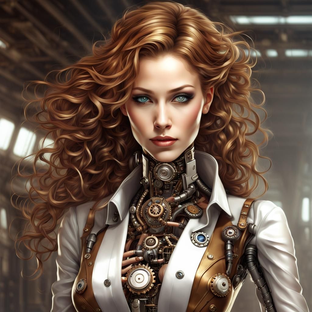 Futuristic android robot assistant