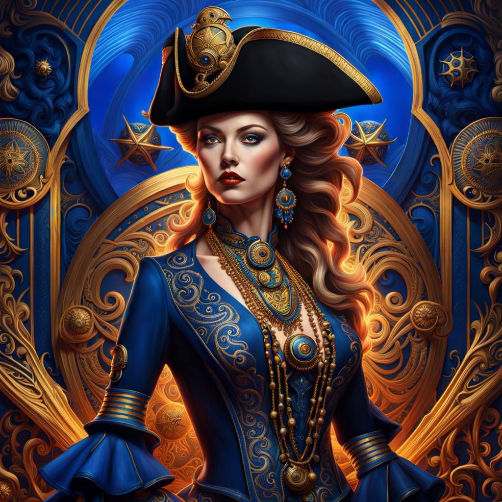 Maximalist Pirate Woman with Ornate Details