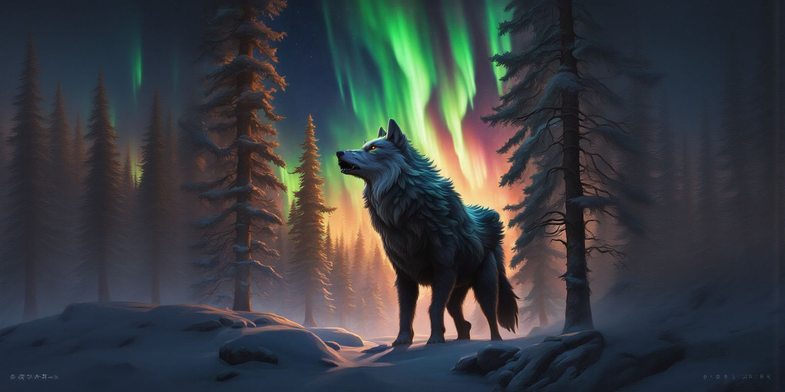Northern Lights and Wildlife in Fantasy Concept Art