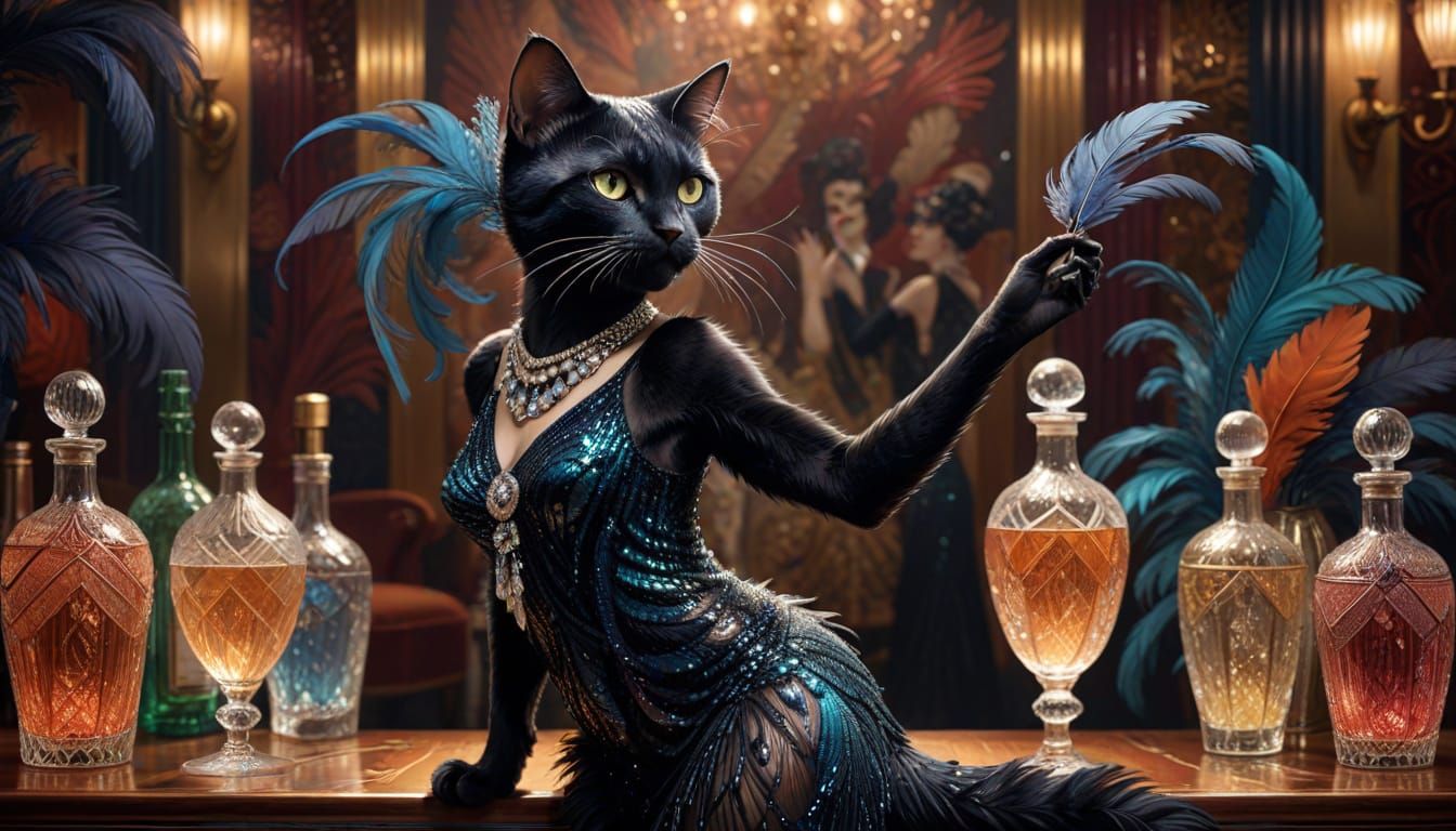 Flapper Cat Dances Charleston in Roaring Twenties Style