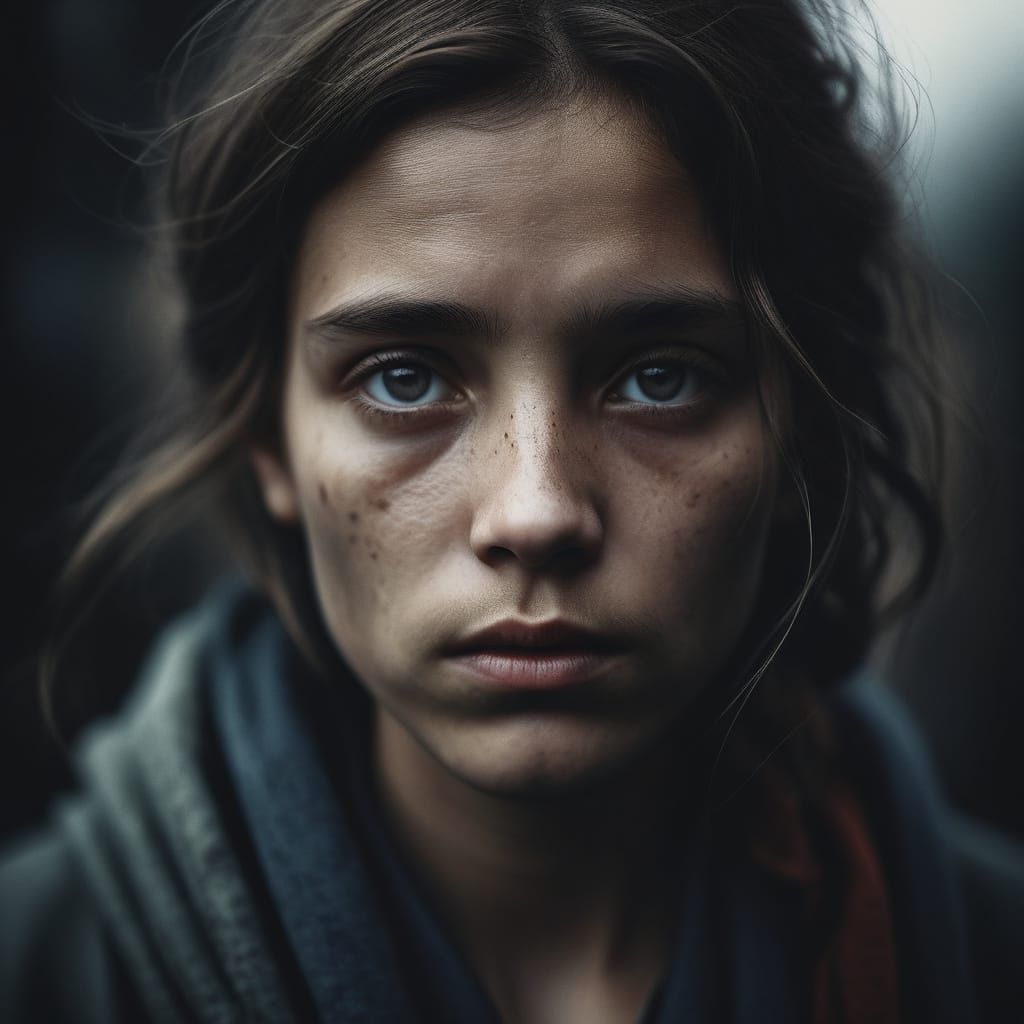 Timeless Portrait of a Woman in a Dark Future