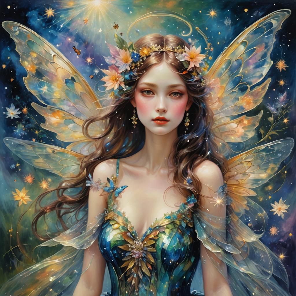 Eclectic Surrealist Fusion monet renoir fairy translucent wi...