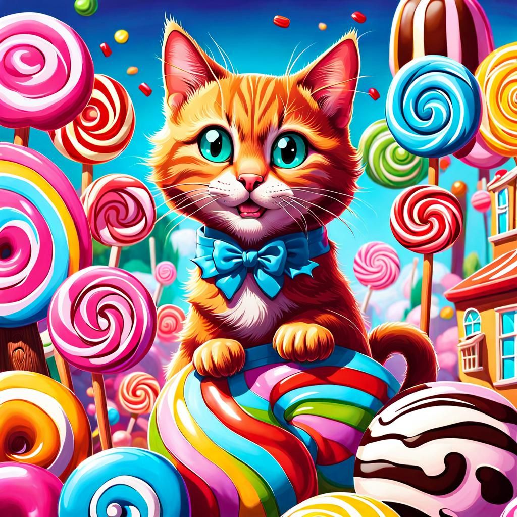 ! grinning cat In the Candy wonderland