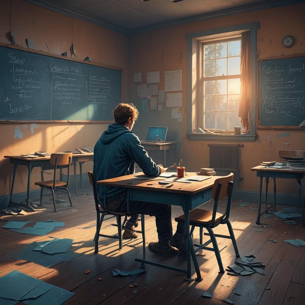 Lonely Xavier: Eerie Classroom Fantasy Art