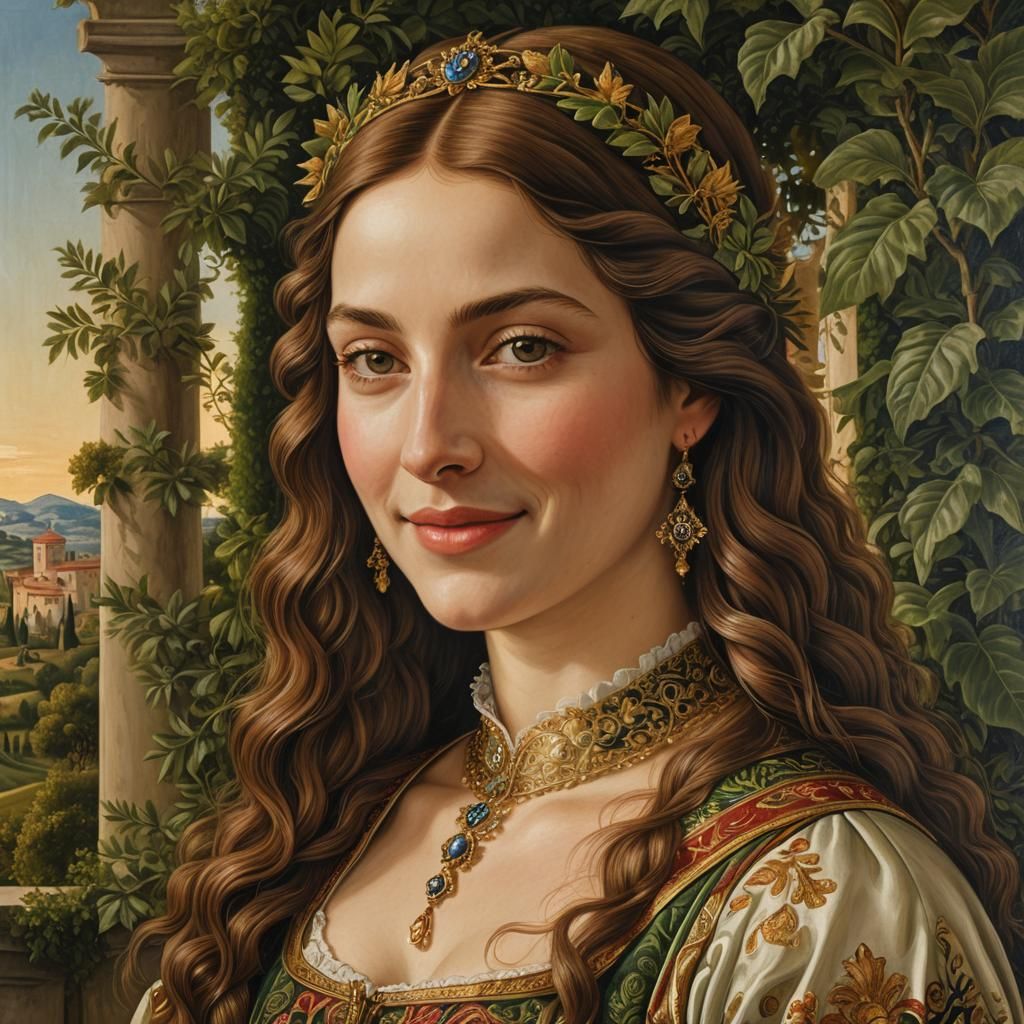 Renaissance Portrait of Neapolitan Royalty in Botticelli Sty...