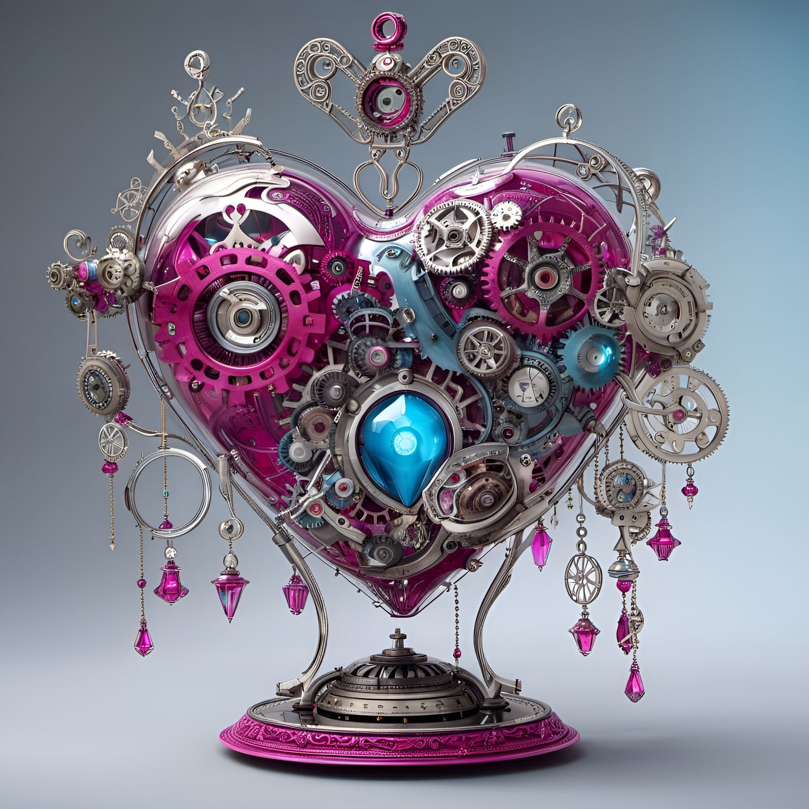 Transparent Doll with Mechanical Heart in Digital Art