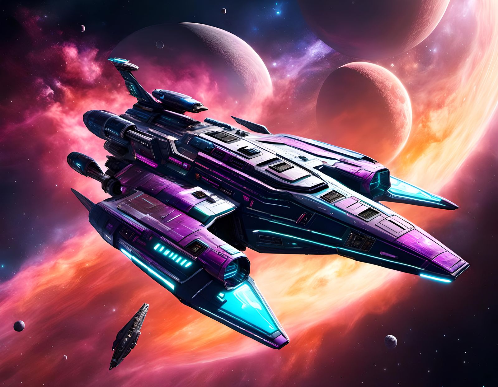 Futuristic Luxury Space Cruiser in Reverse Coloring