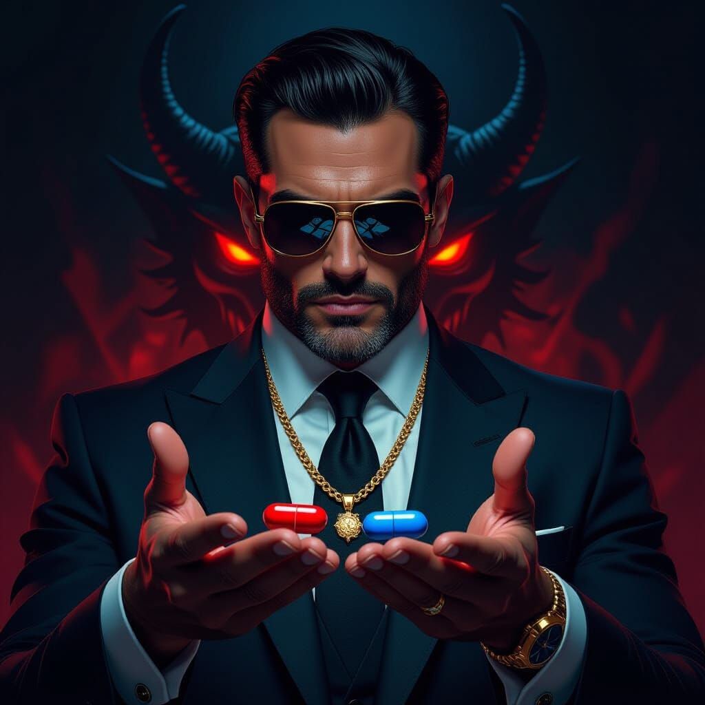 Wealthy Man Offers Red and Blue Pill Choice