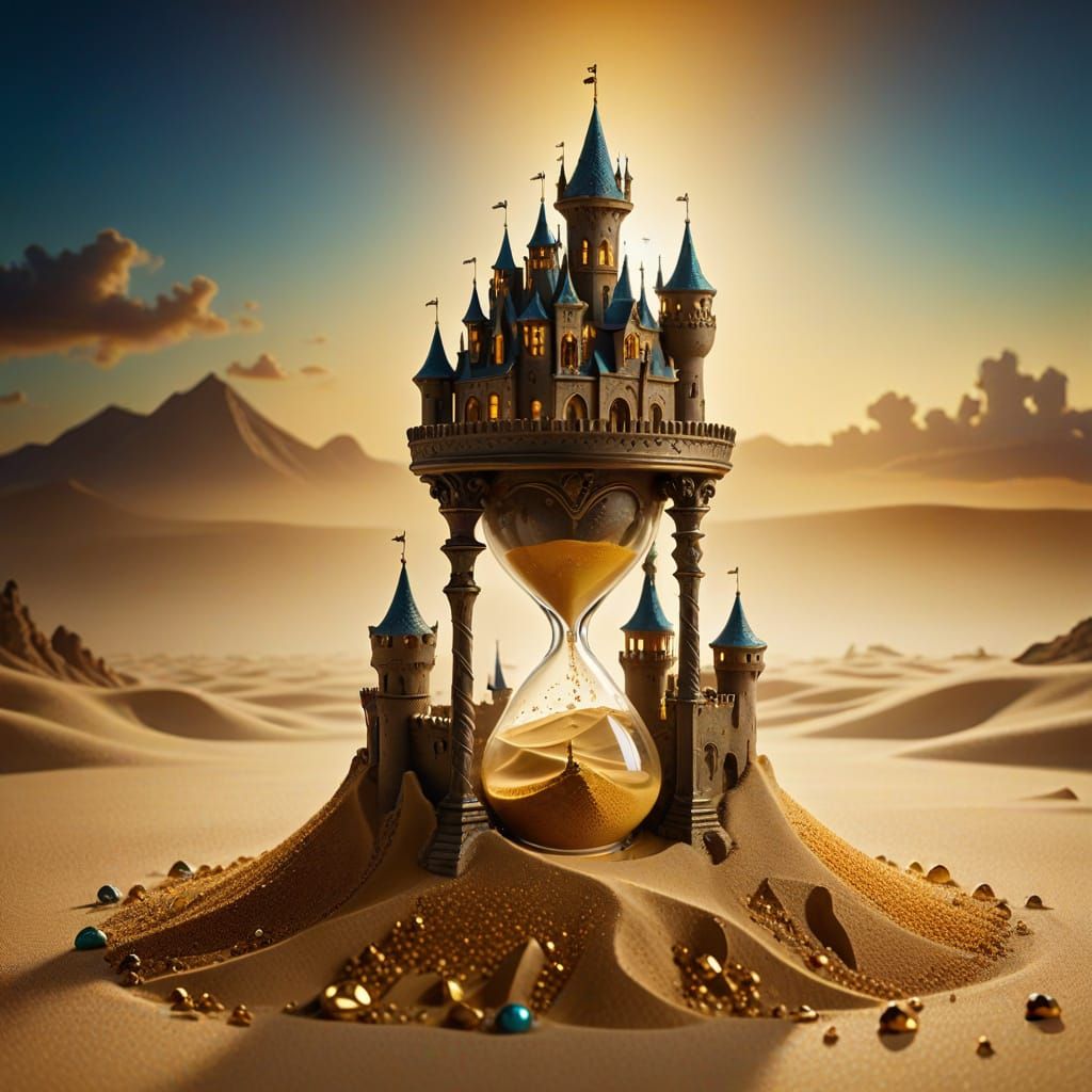 Hourglass Castle in Surrealist Style