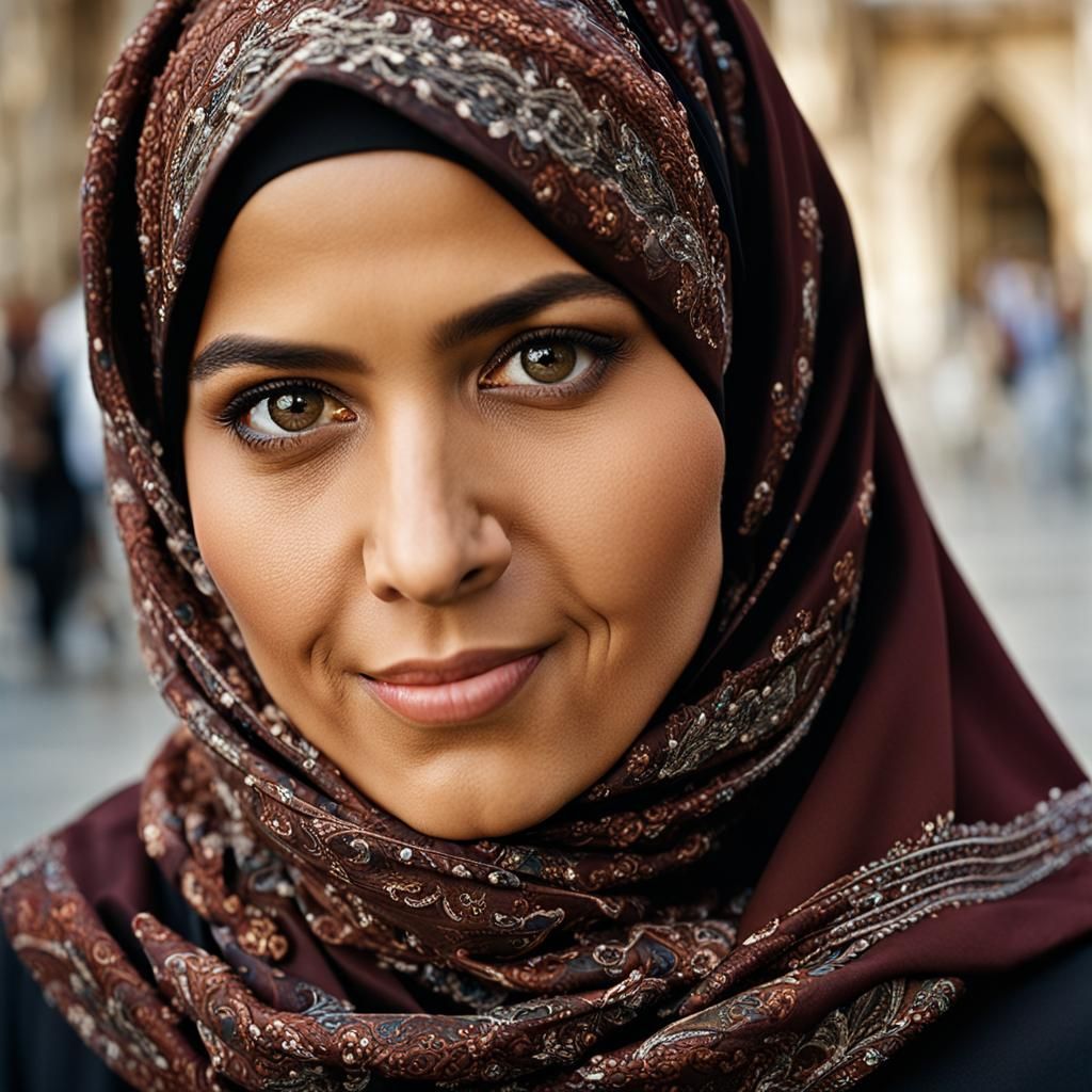Stunning Portrait of Woman in Hijab with Bokeh