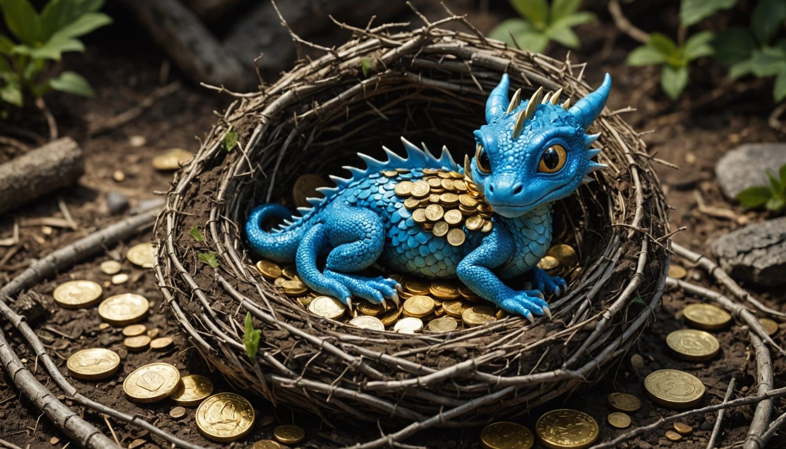 Blue Dragon Hatchling in Jewel Nest