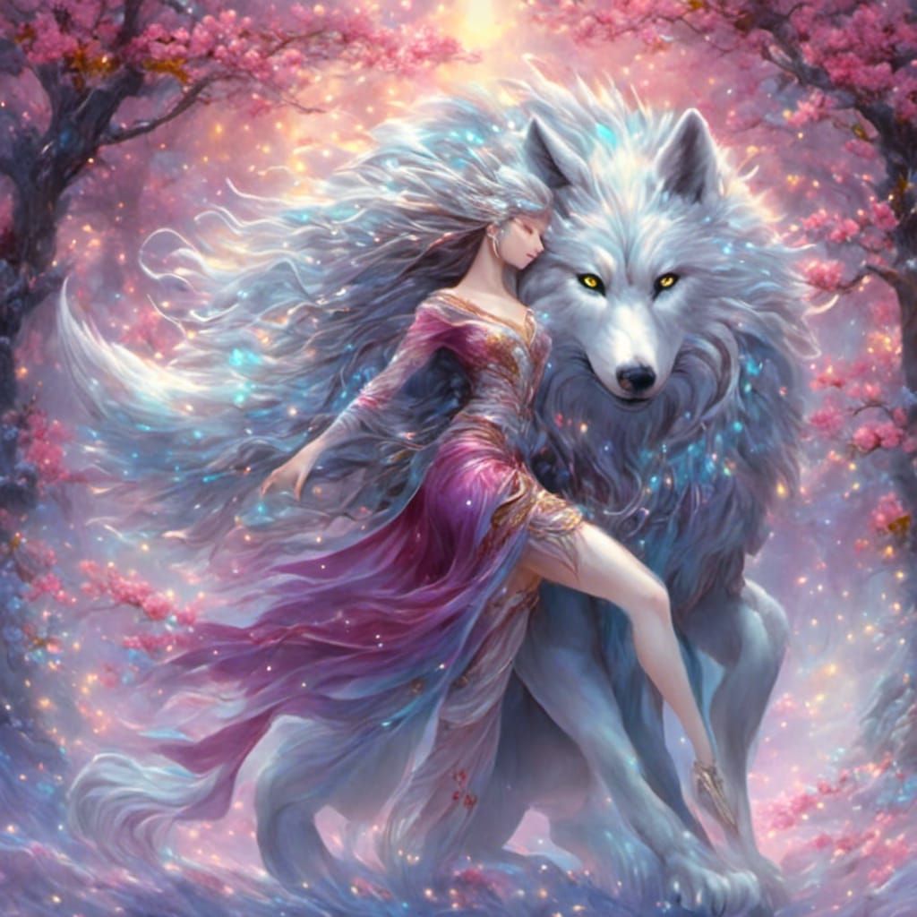 Dancing with Silver Wolf: Fantasy Art